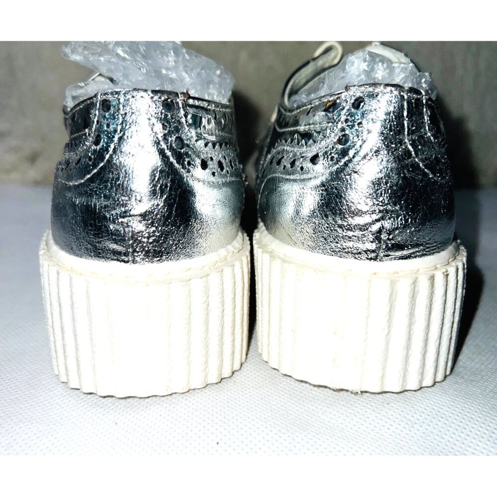 George J. Love Silver and White Platform Brogues For Women Shoe Size 6.5M (37) - Picture 5 of 6